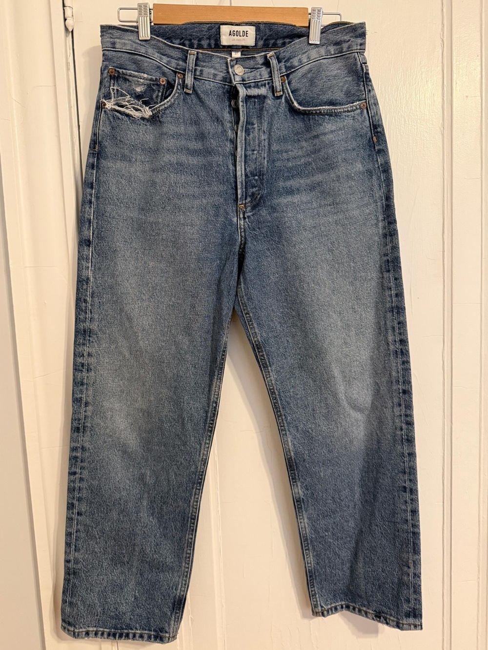 Agolde 90'S crop mid rise straight in hooked